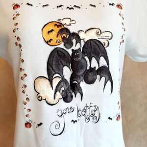 Halloween Tee "Gone Batty" Women's Hanes for Her Fitted Cotton Sz S